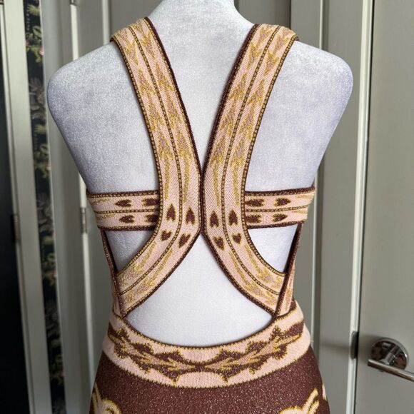 Missoni Metallic Knit Fit Flare Dress with Strappy Back Size IT 42 US S - Picture 5 of 7